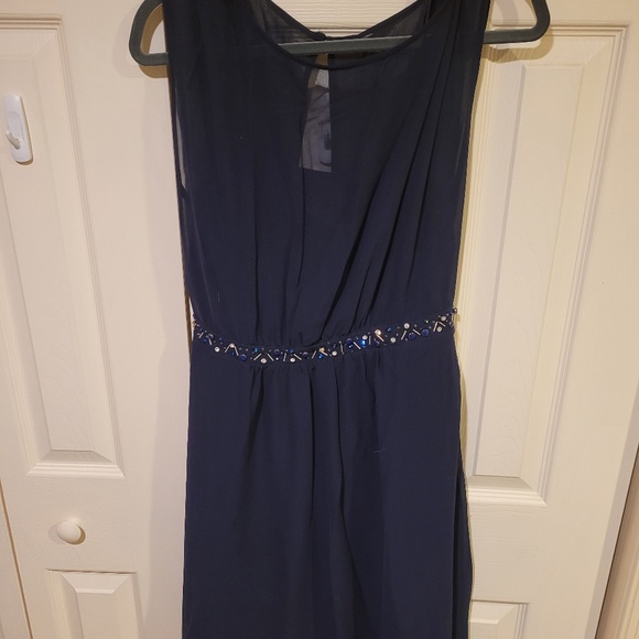 Yumi Chiffon Dropped Sleeve Navy Blue Cocktail Dress Size 8/10 - Picture 12 of 12